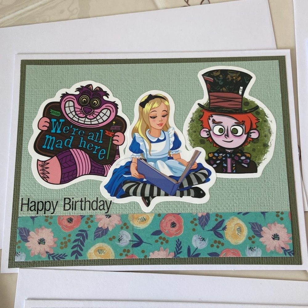 Set Of 4 Handmade Alice In Wonderland Note Cards - Picture 4 of 9
